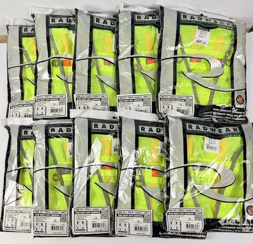 Lot of 10 Radians SV6HG Heavy Duty Surveyor Safety Vest Hi Vis Class 2 Mesh LRG - product listing photo