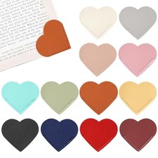 12 PCS Leather Heart Bookmarks Cute Corner Bookmarks Handmade Book Marks Book