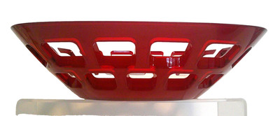 Vintage Guzzini Italian Two Layer Lucite MCM Red and White Bread/Fruit Basket