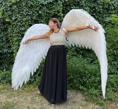 White Angel Wings Adults Cosplay Costume Dance Halloween Festival Lightweight