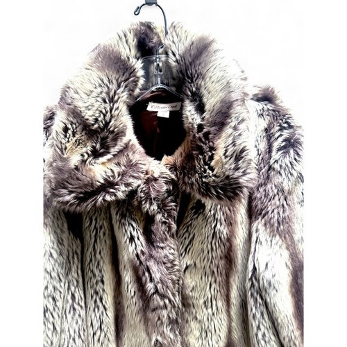 Coldwater Creek Kunstfellmantel Gr. Large braun creme lang Plüsch Winterjacke - Bild 6 von 16