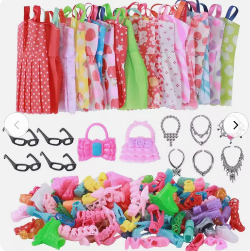 32 pcs Random Doll Clothes and Accessories 10pcs Fashion Dresses 22pcs Shoes etc