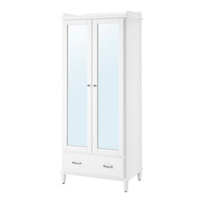 IKEA TYSSEDAL White Mirrored 2 Door Wardrobe w/ Drawer 208cm H