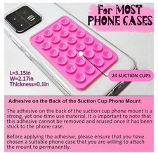 Set of 2 Silicone Suction Phone Holder Hands Free - Adhesive Mount Pink
