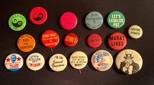 Vintage 1960's Anti-Vietnam War and Political Pinback Button Lot Counterculture