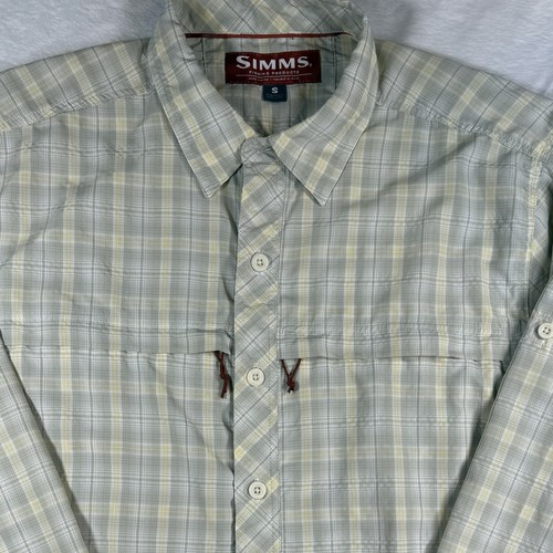Simms Fishing Shirt Men’s S Small Plaid Button Up Lightweight Nylon Blend - Picture 4 of 11