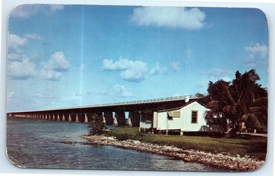 Vintage Postcard Pigeon Key With Seven Mile Bridge, Key West And Mianland, Fla.
