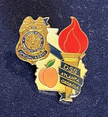 1996 ATLANTA CENTENNIAL OLYMPIC GAMES PIN BADGE/DEPT OF STATE/SPECIAL AGENT/DSS