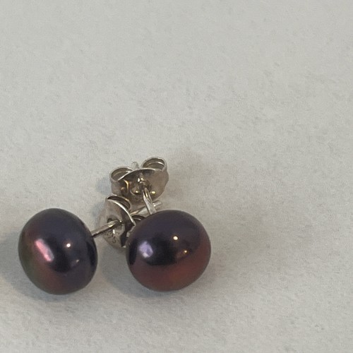 Ross Simons Sterling Silver 925 Black & Pearl Freshwater Pearl Earrings 2 Pair - Picture 3 of 3