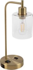 Table Lamp - Industrial Lamp with USB Charge Ports, Touch Control, and Edison Bu