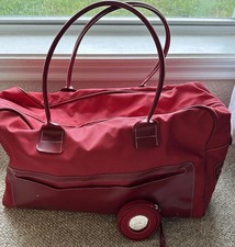 Vintage Est e Lauder Red Travel Weekender Bag w/ Matching Cosmetic Pouch duffle