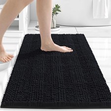 Chenille Striped Bathroom Rugs 24x16, Extra Thick and Absorbent Bath , Non-Slip