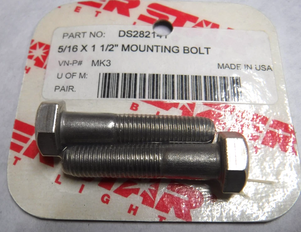 LAZER STAR 5/16 x 1-1/2" PAR DE PARAFUSOS DE CABEÇA SEXTAVADA DE MONTAGEM DS-282141 EUA W42-49G - Imagem 2 de 2