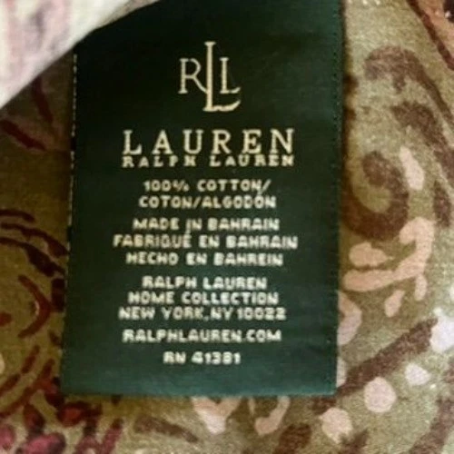 Vtg Ralph Lauren Hayden Paisley King Pillow Shams (2) Cotton Velvet Edging - Image 3 of 4