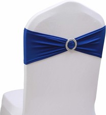 100PCS Royal Blue Spandex Chair Sashes with Buckle for Weddings Events