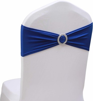 100PCS Royal Blue Spandex Chair Sashes with Buckle for Weddings & Events