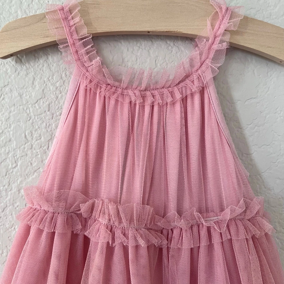 Vestido de fiesta Mae Li Rose para niñas 4T rosa con volantes en capas de tul sin mangas pulóver Foto 3 de 4