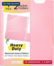2-Pocket Folders with Pockets, Plastic Heavy Duty, Fits 3-Ring Binder