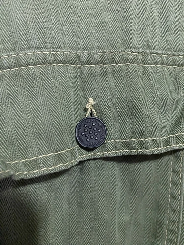 Vintage HBT Jacket WW2 1940s 13 Star Buttons US Army Shirt Herringbone 21x26