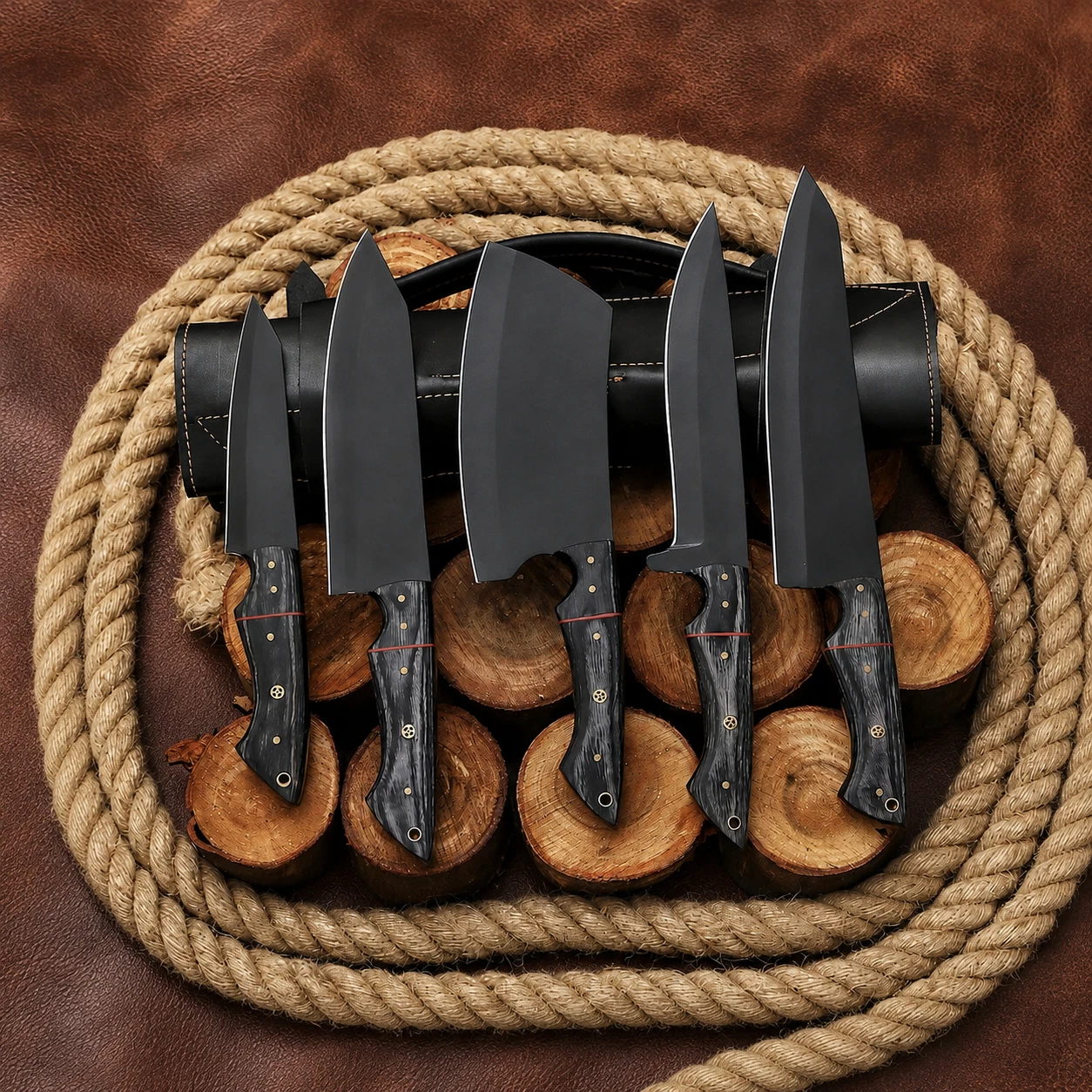 5 PCS Handmade Forged Carbon Steel Chef Knife Set | Damascus Kitchen Knives
Opens in a new window or