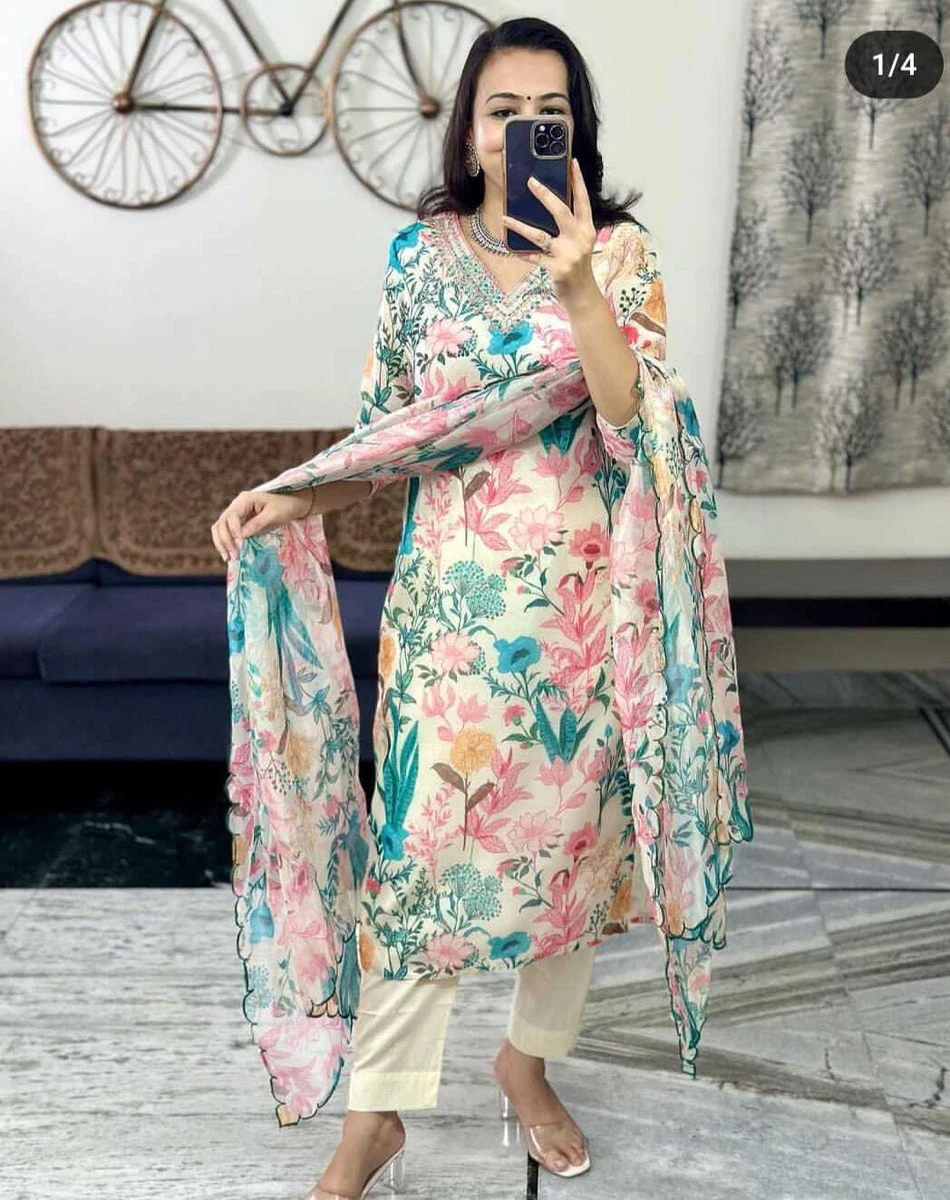 Multi Colour Floral Print Designer Suit buy online -