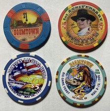 4 Boomtown Las Vegas, 1 5 Casino Chips, 1994,95,96,97