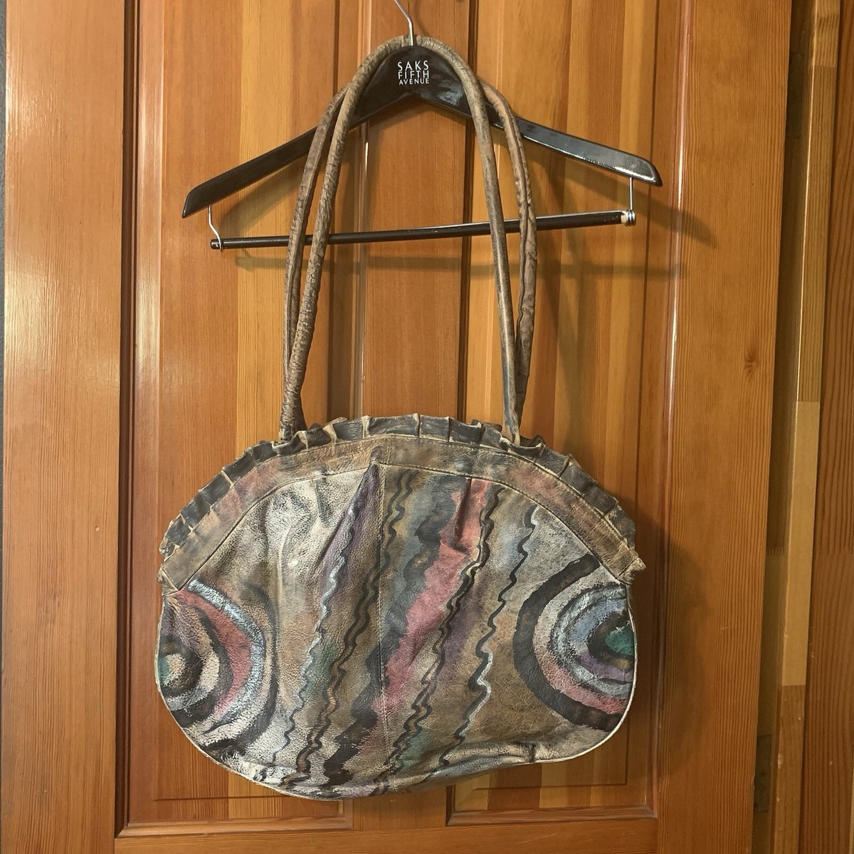 1990s Vintage Hand Painted Leather Hobo Bag Purse Boho Retro | eBay