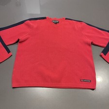 Vintage Abercrombie  Fitch Sweater Mens XL Red Knit Logo Preppy Red 90s