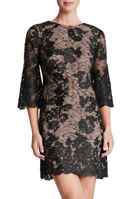 NEW DRESS THE POPULATION 'Melody' Lace Shift DRESS $198 Size XS BLACK  NORDSTROM