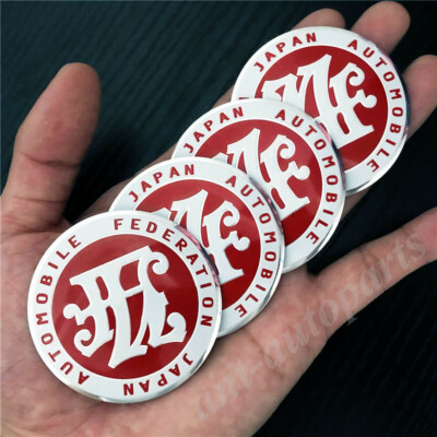 4x 56mm Red JAF Japan JDM Wheel Center Hub Cap Badge Emblem Decal
