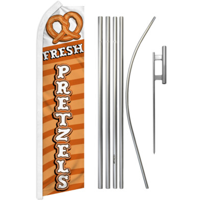 Fresh Pretzels Swooper Feather Advertising Flag Kit Concessions Food