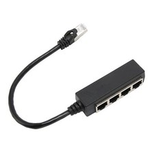 Ethernet Splitter 1 to 4 RJ45 Splitter Adapter Black 8 Pins 4xRJ45 Net Port ...