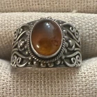 VINTAGE DESIGNER SUARTI BALI STERLING  SILVER 925 AMBER RING