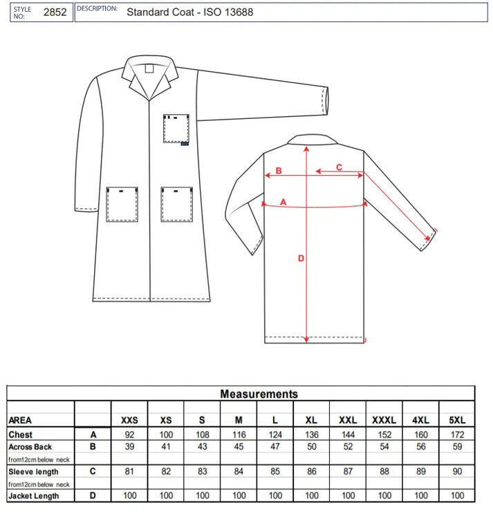 Unisex Lab Coat Polycotton Warehouse Work Doctor’s Hospitals Laboratory