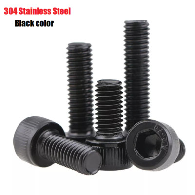 M4 M5 M6 M8 Black 304 Stainless Steel Hex Socket Cap Head Screws Allen Bolts 