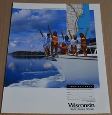 1990 Print Ad Sexy Wisconsin You're Among Friends Travel Tourism Pinup girls art