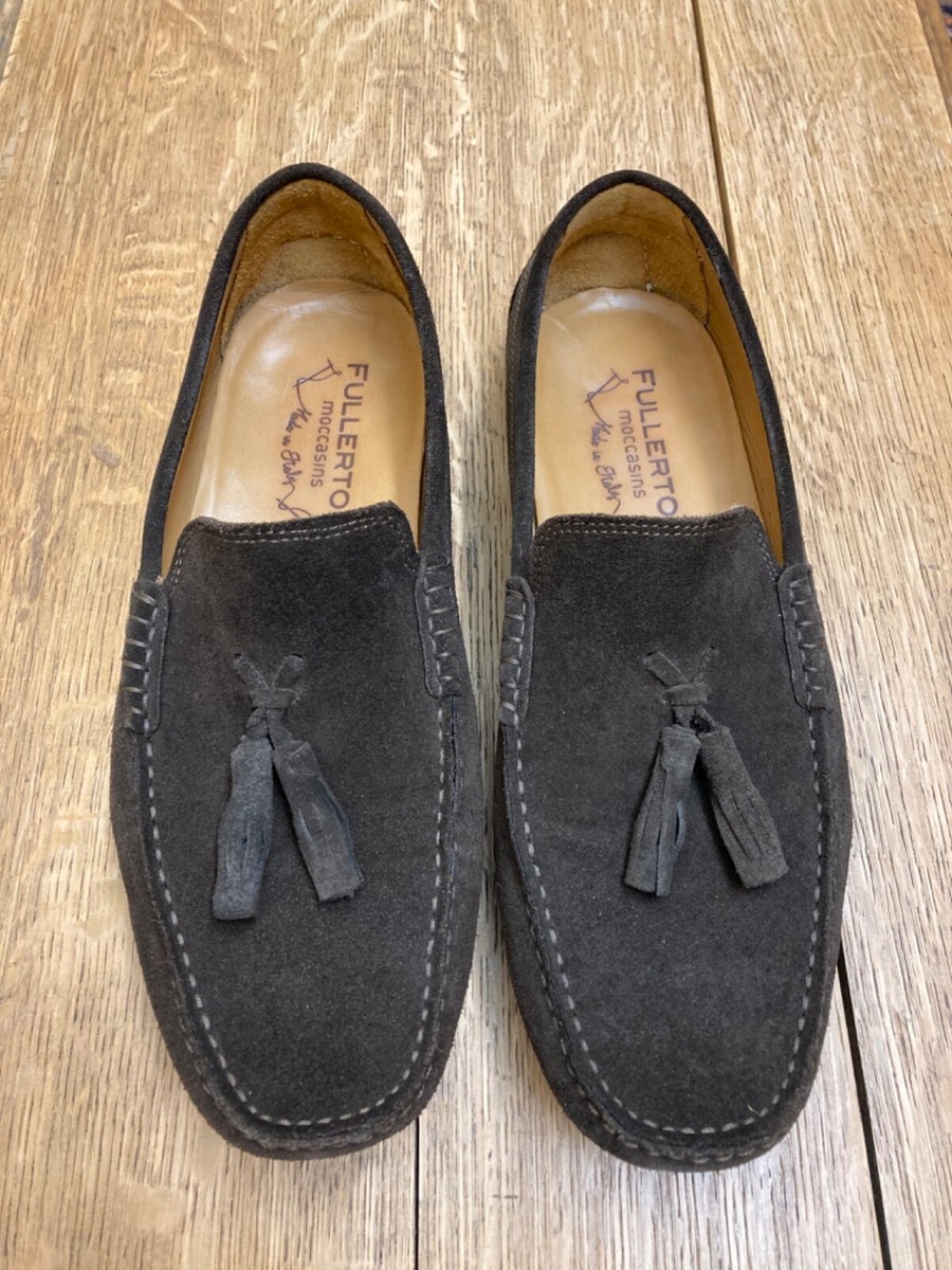 Fullerton Moccasins Driving Style Loafers Shoes Brown Suede EU 43
