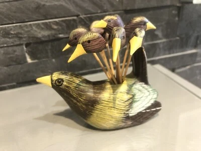 Porte Pics à apéritifs collection oiseau canard en bois - Photo 1/4