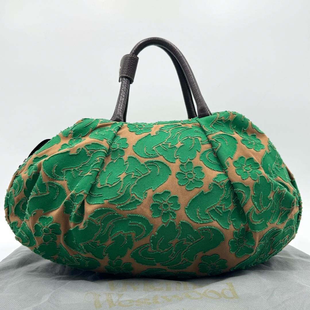 Vivienne Westwood Boston Bag Orb Emboss Green 15.7×9.4×6.1 inch