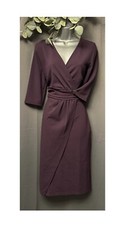 HotSquash Purple Damson Ascot Mock Wrap Dress Size Uk 14/ EU 42 New without tags