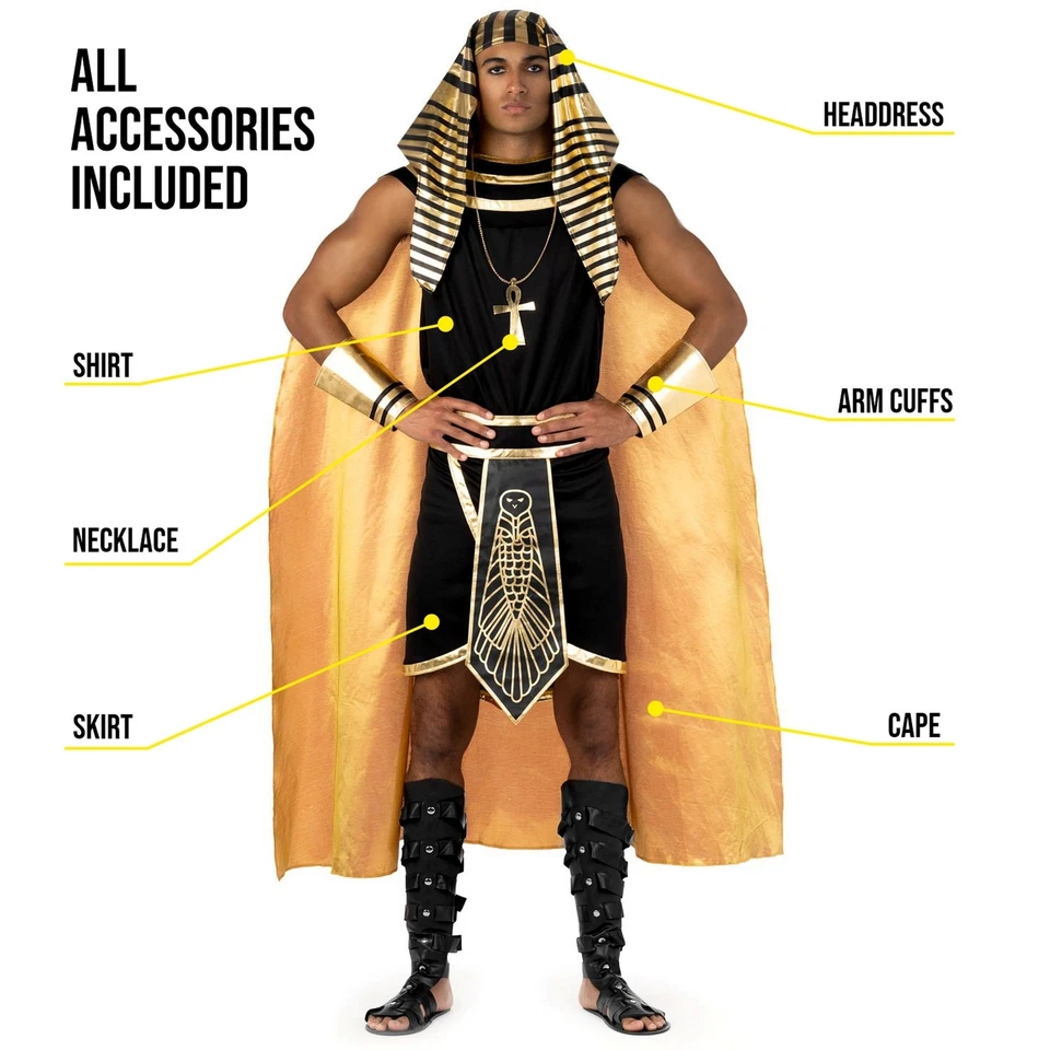Disfraz de faraón de lujo para hombre adulto rey egipcio Halloween vestido elegante M - XXL Foto 3 de 4