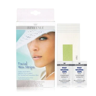 Revitale Face Wax Small Strips Kit - Enriched Green Tea & Mint (12 Strips)