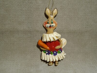 HANDMADE SHELLACKED SALT DOUGH 3.25  MOMMY RABBIT ORNAMENT UNBRANDED (CB4484)