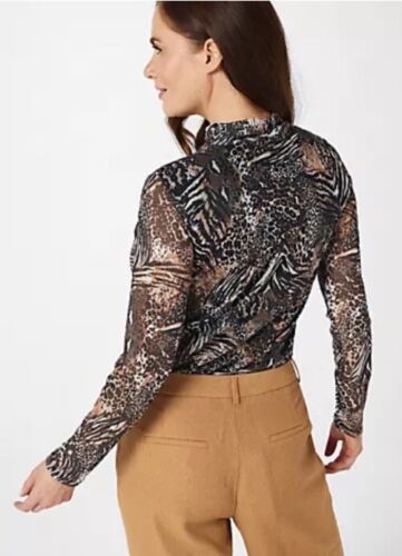 Ruth Langsford Funnel Neck Mesh Sleeve Top Red Animal Size Large BNWT RRP £39.96 - Picture 5 of 6