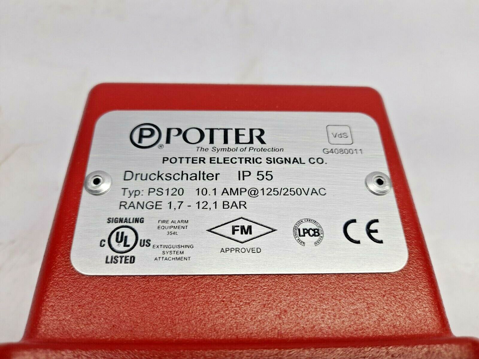 Potter PS120 Pressure Switch PS120-2 VDS High/Low Pressure Indicator ...
