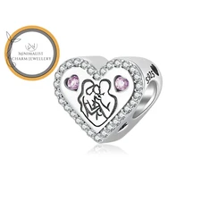 Mom And Dad Heart Charm For Bracelet, Heart Charm, Family Forever Charm
