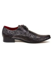 Mens Leather Lined Black Snake Print Lace Up Shoes Retro Pointy Winkle pickers