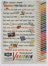 1942 Eagle Pencil Co. Ad: Colored Pencils, 30 Colors Shown - New York City