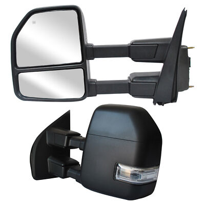 Pair Tow Mirrors Power Heated Temp Sensor Fits 2017-20 Ford F250/F350 SD Pickup
