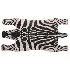 Image of Large Faux Zebra Skin Coir Floor Doormat Black White 75x38cm Hallway Door Decor